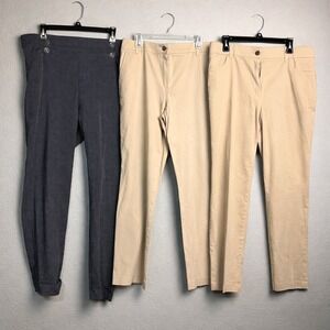 Lot of‎ 3 Womens Pants 16 89th & Madison Navy Polka Dot Tan Time and Tru Khaki